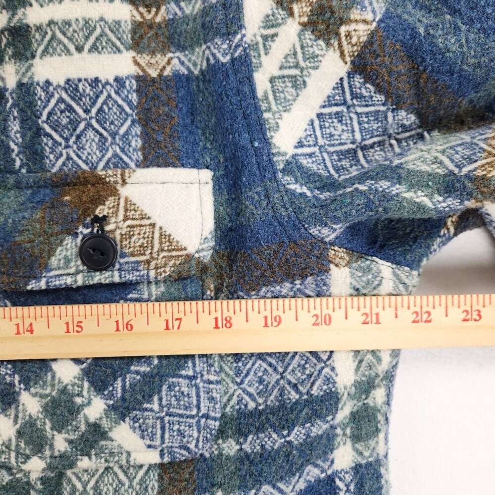 Lucky Brand Jacket Mens Medium Blue Plaid Wool Blend Button Front Shirt Shacket - Picture 5 of 15